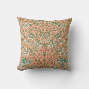 William Morris Hyacinth Pattern Dusty Rose Throw Pillow