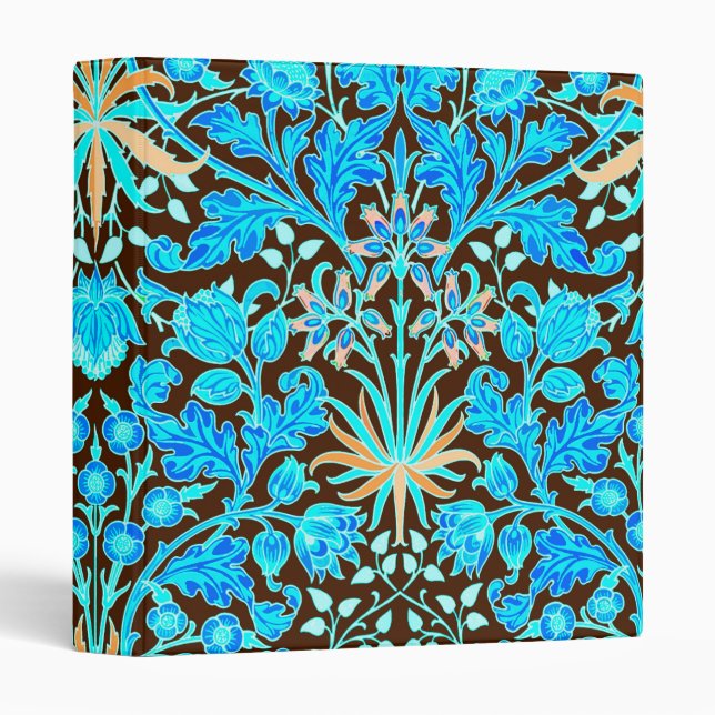 William Morris Hyacinth Print, Aqua and Brown Binder (Front/Spine)