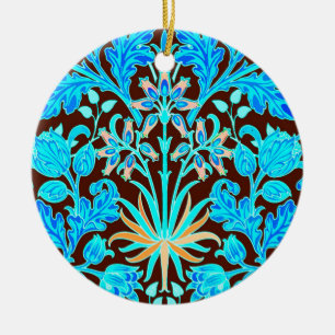 William Morris Hyacinth Print, Aqua and Brown Ceramic Ornament