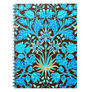 William Morris Hyacinth Print, Aqua and Brown Notebook