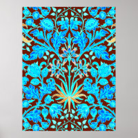 William Morris Hyacinth Print, Aqua and Brown