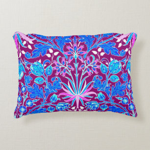 William Morris Hyacinth Print, Aqua and Purple Accent Pillow