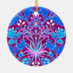 William Morris Hyacinth Print, Aqua and Purple Ceramic Ornament