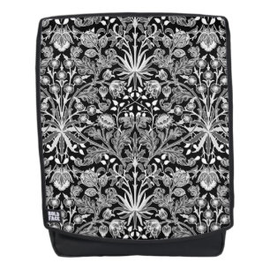 William Morris Hyacinth Print, Black and White Backpack
