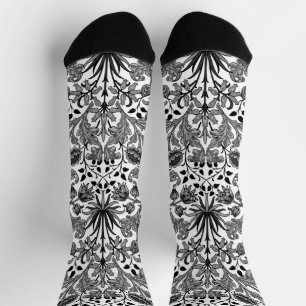 William Morris Hyacinth Print, Black and White Socks