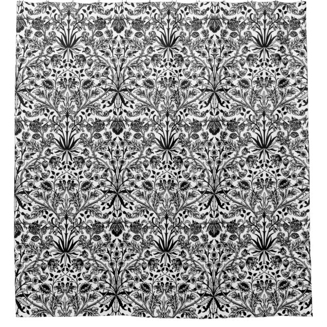 William Morris Hyacinth Print, Black, White & Grey (Front)
