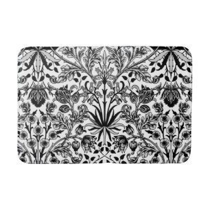 William Morris Hyacinth Print, Black, White & Grey Bath Mat