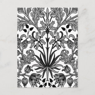 William Morris Hyacinth Print, Black, White & Grey Postcard
