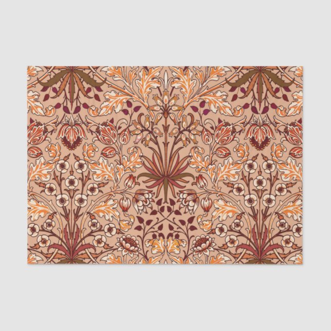 William Morris Hyacinth Print, Brown and Beige Tissue Paper (Front)