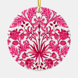 William Morris Hyacinth Print, Burgundy and Pink Ceramic Ornament