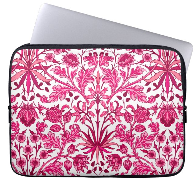 William Morris Hyacinth Print, Burgundy and Pink  Laptop Sleeve (Front)