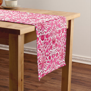 William Morris Hyacinth Print, Burgundy and Pink  Short Table Runner