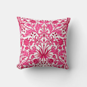 William Morris Hyacinth Print, Burgundy and Pink  Throw Pillow