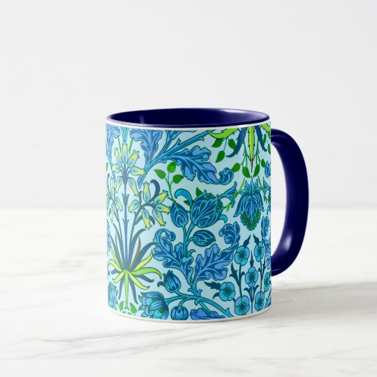 William Morris Hyacinth Print, Cerulean Blue Mug