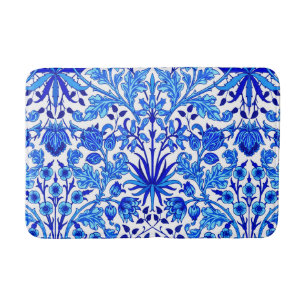 William Morris Hyacinth Print, Cobalt Blue & White Bath Mat