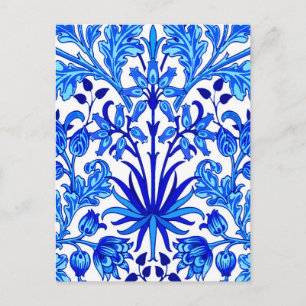 William Morris Hyacinth Print, Cobalt Blue & White Postcard