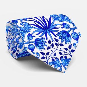 William Morris Hyacinth Print, Cobalt Blue & White Tie
