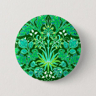 William Morris Hyacinth Print, Emerald Green 2 Inch Round Button