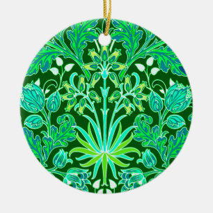 William Morris Hyacinth Print, Emerald Green Ceramic Ornament