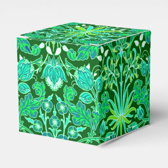 William Morris Hyacinth Print, Emerald Green Favor Box (Front Side)