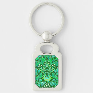 William Morris Hyacinth Print, Emerald Green Keychain