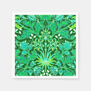 William Morris Hyacinth Print, Emerald Green Napkin