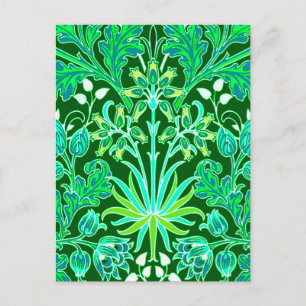 William Morris Hyacinth Print, Emerald Green Postcard