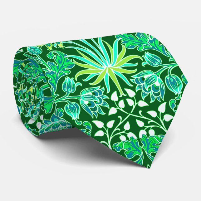 William Morris Hyacinth Print, Emerald Green Tie (Rolled)