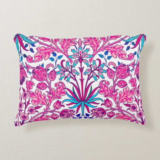 William Morris Hyacinth Print, Fuchsia Pink Accent Pillow (Front)