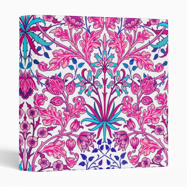 William Morris Hyacinth Print, Fuchsia Pink Binder (Front/Spine)