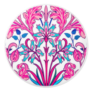 William Morris Hyacinth Print, Fuchsia Pink Ceramic Knob