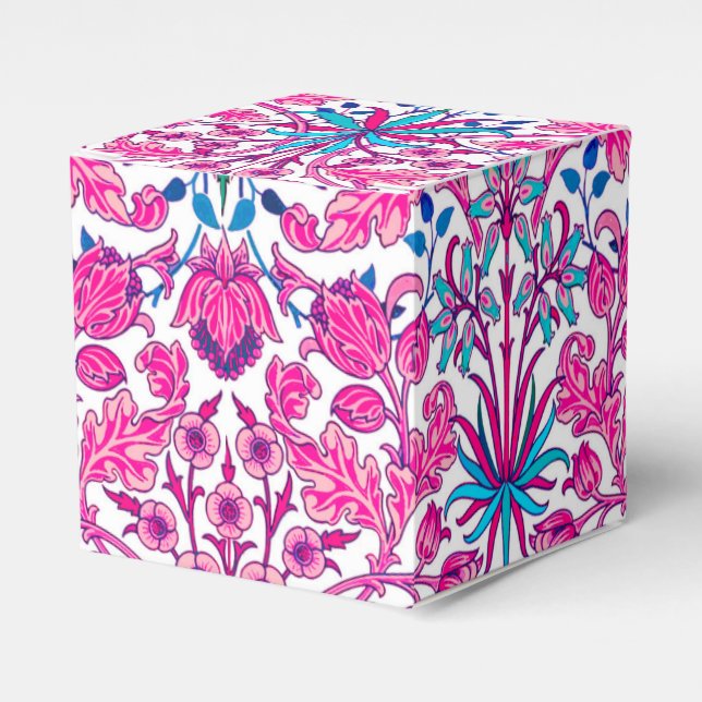 William Morris Hyacinth Print, Fuchsia Pink Favor Box (Front Side)