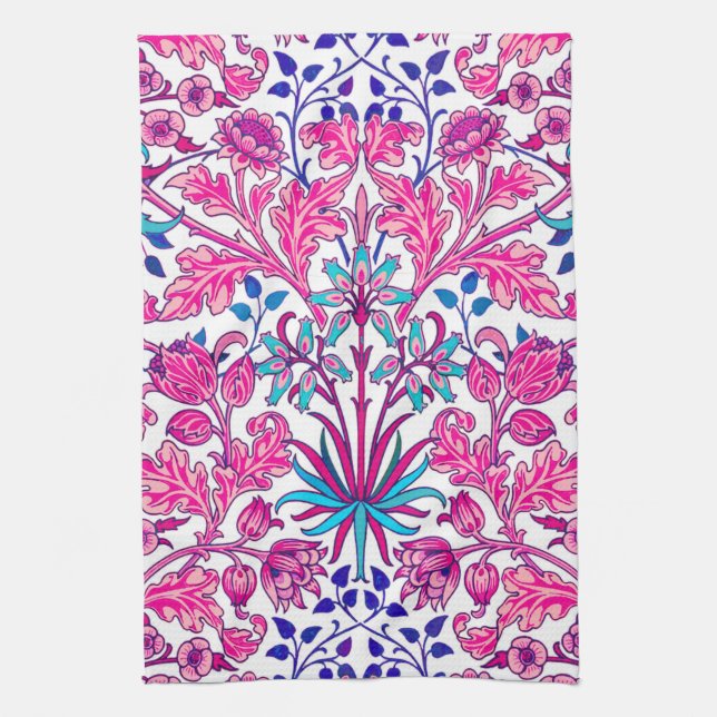 William Morris Hyacinth Print, Fuchsia Pink Kitchen Towel (Vertical)