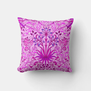 William Morris Hyacinth Print, Lavender and Violet Throw Pillow