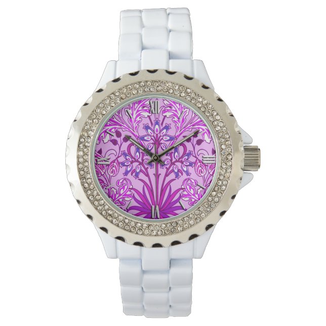 William Morris Hyacinth Print, Lavender and Violet Watch (Front)