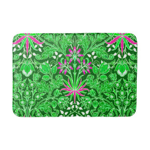 William Morris Hyacinth Print Lime & Emerald Green Bath Mat