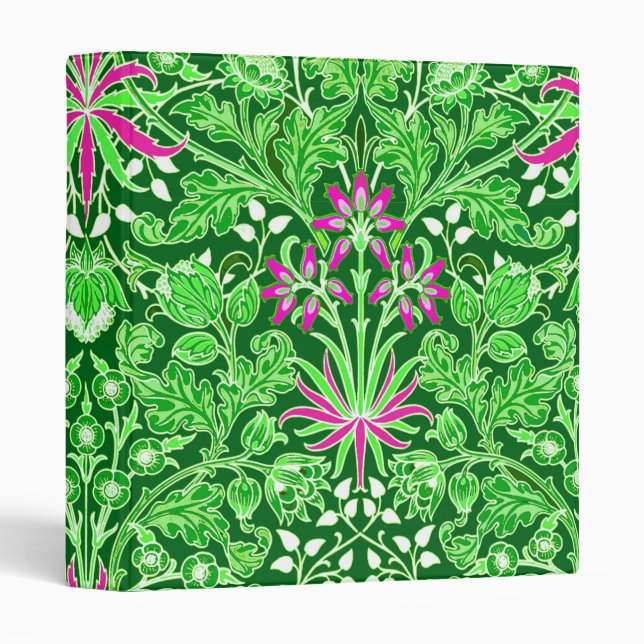 William Morris Hyacinth Print Lime & Emerald Green Binder (Front/Spine)