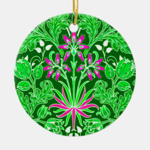William Morris Hyacinth Print Lime & Emerald Green Ceramic Ornament