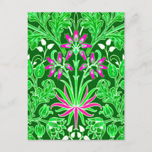 William Morris Hyacinth Print Lime & Emerald Green Postcard