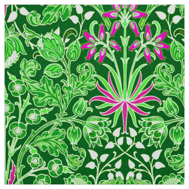 William Morris Hyacinth Print, Lime Green Fabric (Swatch)