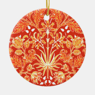 William Morris Hyacinth Print, Mandarin Orange  Ceramic Ornament