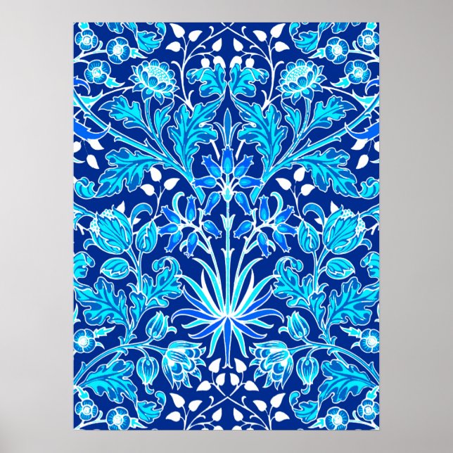 William Morris Hyacinth Print, Navy & Cobalt Blue Poster (Front)
