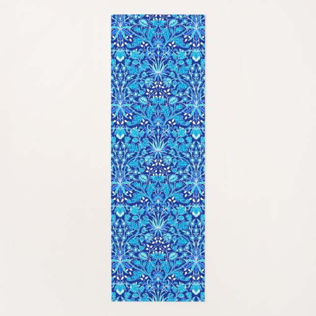 William Morris Hyacinth Print, Navy & Cobalt Blue Yoga Mat (Front)