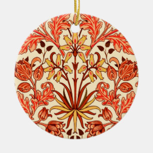 William Morris Hyacinth Print, Orange and Rust Ceramic Ornament
