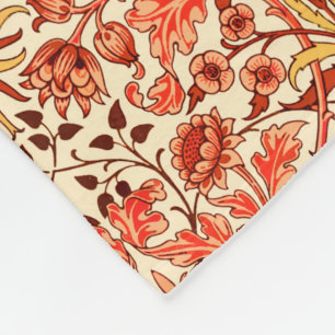 William Morris Hyacinth Print, Orange and Rust Fleece Blanket