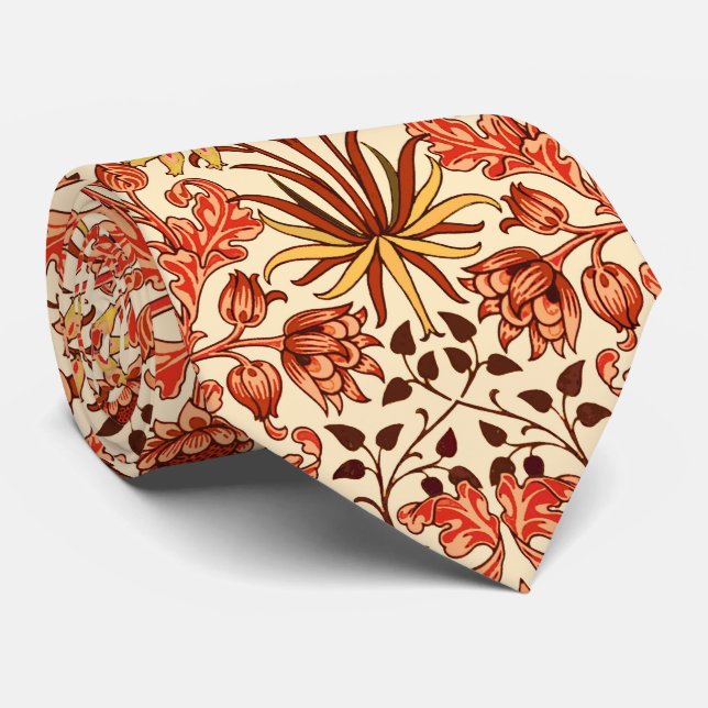 William Morris Hyacinth Print, Orange and Rust Tie (Rolled)