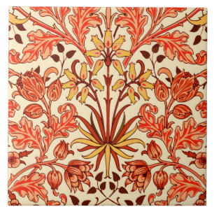 William Morris Hyacinth Print, Orange and Rust Tile