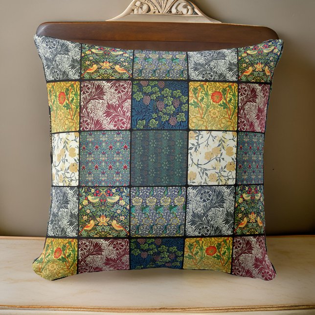 William * Morris II Art Nouveau Quilt Patch  Throw Pillow (Creator Uploaded)