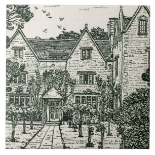 William Morris - Illustration of his House 1893 Tile