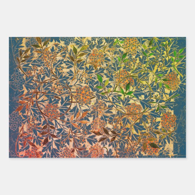 William Morris IN BLUE WRAPPING PAPER FLAT SHEETS (Front)